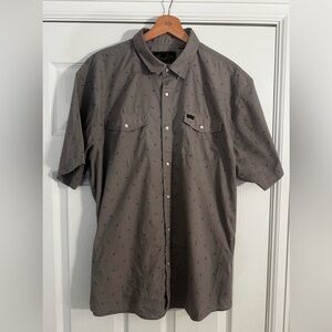 Howler Brothers Short-Sleeve Button-Up Shirt - Gray with Black Dash Print